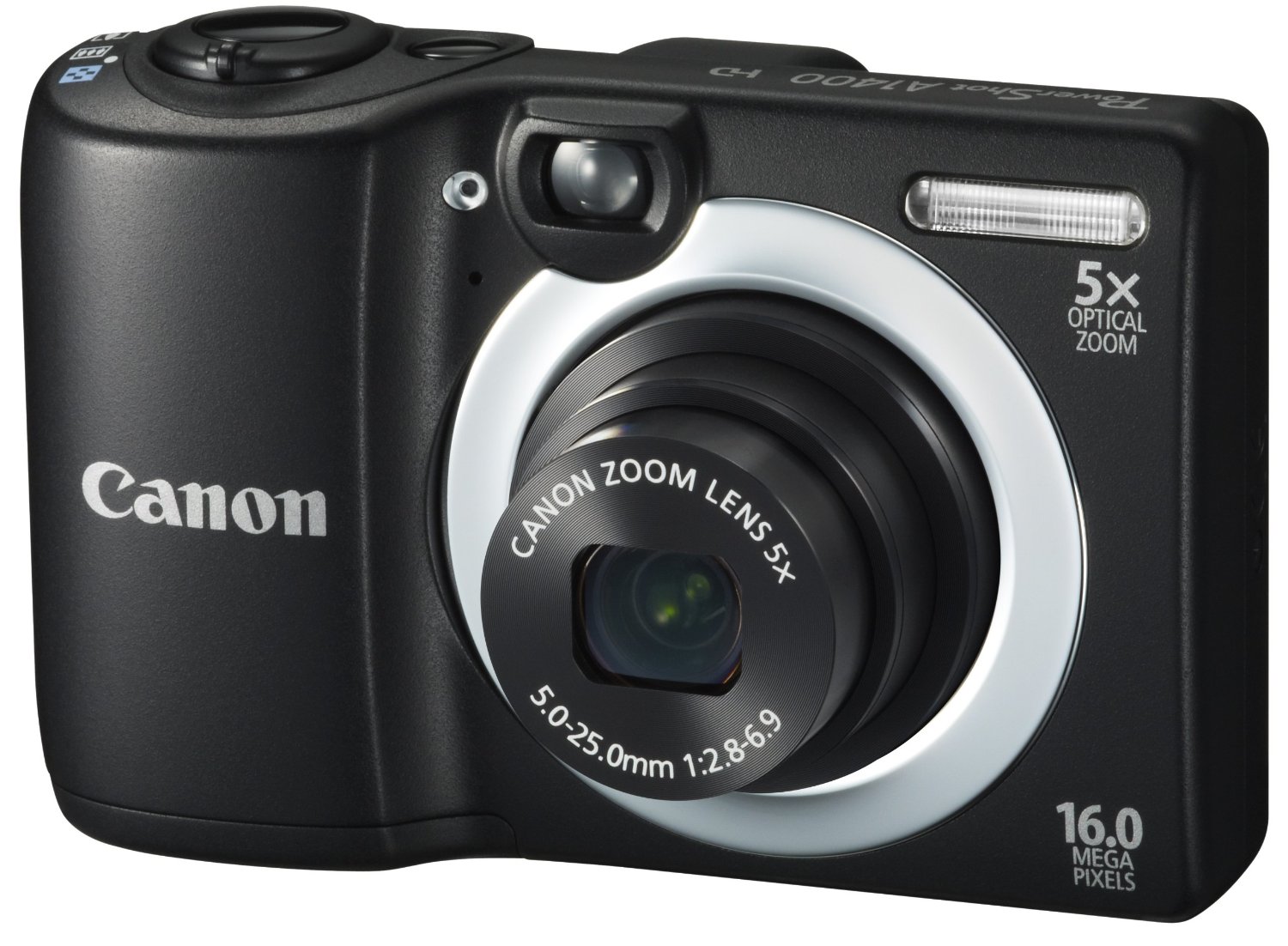 Canon PowerShot A1400 16.0 MP Digital Camera with 5x Digital Image Stabilized Zoom 28mm Wide-Angle Lens and 720p HD Video Recording (Black)