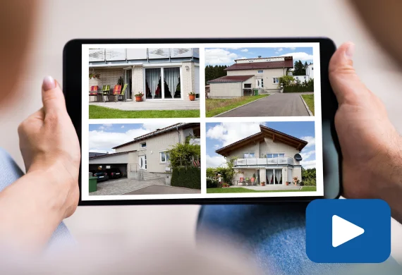 people watching a virtual home tour on a tablet