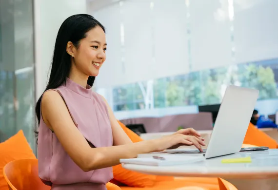 a remote Property management executive assistant in front of a computer screen