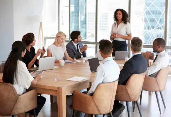 a team of property management executive assistants on a meeting