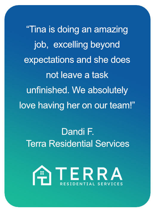 Dandi testimonial - Tina is doing an amazing job, excelling beyond expectations and she does not leave a task unfinished.